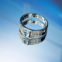 Cincin Pria Perak Sterling Silver 925 Terbaru Batu Berlian Moissanite Asli 1.0 CT Ring adjustable Pe