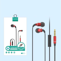 有線入耳式圓孔帶線金屬耳機適用華為vivo/oppo (E11紅色)