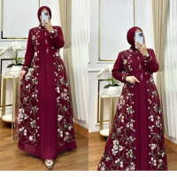 PROMO Baju Gamis Brukat Terbaru Wanita Kekinian Misela Dress BO M L XL XXL XXXL Bahan Tile Garden Mi