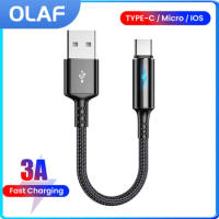 25cm Cable USB to Type C/Lightning/Micro Braided Fast Charging Data Transfer Cable For iPhone Xiaomi Oneplus Huawei Mobile Phone