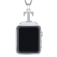 Zirconic Letter T Necklace Pendant Watch Connector Replacement Chain for Apple Watch Ultra Series 8/7/6/5/4/3/2/1