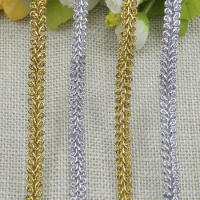 5m/16.4ft Each Pack Gold Silver Silk Lace trims Weaving Edge centipede Festive Decorations Handmade DIY sewing Crafts ribbons
