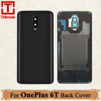Original For OnePlus 6T Back Battery Cover Door Rear Glass For Oneplus6T Battery Cover 1+6T Housing Case With Camera Lens