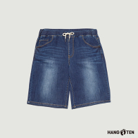 Hang Ten-男裝-REGULAR FIT鬆緊腰頭牛仔短褲-彩藍