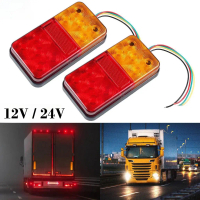 2Pcs 12V/ 24V LED Tail Lights Trailer Lights 10 LED Waterproof Rear Stop Brake Lorry Truck Turn Ligh