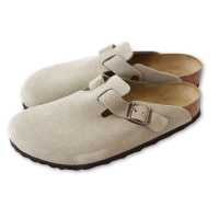 Birkenstock Boston 麂皮半包拖鞋 男女 淺褐色 一般寬真皮勃肯 波士頓 經典懶人鞋 反毛皮穆勒鞋 軟木休閒涼鞋 0060461