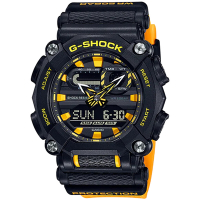 CASIO G-SHOCK 工業風螺帽型錶圈重磅時尚休閒錶-黑x黃(GA-900A-1A9)/49.5mm