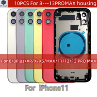 10pcs for IPhone 8 8Plus X XS XSMAX XR 11 Pro Max 12 PRO MAX 13 battery back door cover mid frame case and sim back glass case