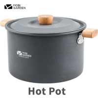 MOBI GARDEN Picnic Big Hot Pot Outdoor Family Party 3.5L Aluminum Plate Big Pot 450g Ultralight Camping Tableware Cooking Pot