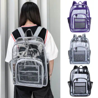 Backpack Water Bottle Storage Large Capacity Student Transparent Backpack Pvc Texture Of Material Backpack Nature Hike Backpack