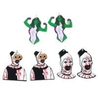 8Pcs/Lot Clown Charm Acrylic Halloween Bloody Clown Muscular Woman Pendant For Keychain DIY Necklace Earring Jewelry Makings