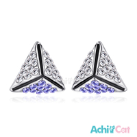AchiCat 耳環 正白K 幸福時光 耳針式 施華洛世奇元素 紫水晶*一對價格*G4078