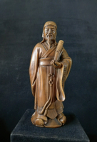 小葉黃楊木雕～莊子，人物擺飾，高15直徑6厘米，重約131克
