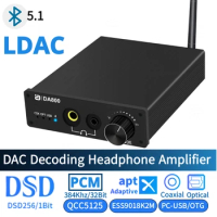 LDAC DSD DAC Bluetooth 5 1 Digital Audio Decoder HIFI Amp With Sound Card USB/Coaxial/Optical RCA For Headphone TV PC Speaker