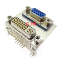 1pc DVI Socket +VGA HDR15 VGA To DVI/24+5 Pin Female To VGA Female Adapter Converter VGA15 Interface HDR15 Female 3.08mm