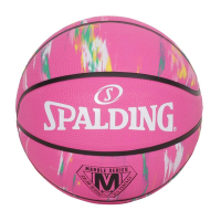 SPALDING 大理石系列粉彩#6橡膠籃球#40665-室內外 6號球 斯伯丁 SPA84411 亮粉彩色