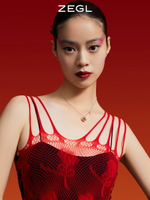 ZEGL設計師虎年本命年禮物老虎頭轉運珠項鏈女紅色新年毛衣鏈飾品