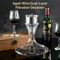 Double old wine filter stainless steel magic decanter dispenser aerator funnel with Sediment Strainer