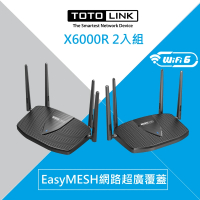 TOTOLINK 2入組★X6000R AX3000 雙頻 雙核心 WiFi6 Mesh路由器/分享器