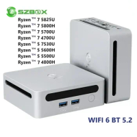 SZBOX Ryzen 7 5800H 5825U 7530U 4800H 5600H Mini PC Windows 11 DDR4 3200Mhz NVMe SSD WiFi6 BT5.2 Gaming Desk Computer