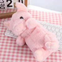 Chubby Pig Stationery Pig Pencil Case Cartoon Kawaii Downy Pencil Case Pig Funny Pink Piggy Plush Pencil Bag Student