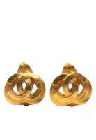 Chanel 二手香奈兒鍍金雙C心型夾式耳環