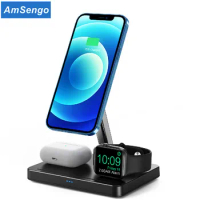 Magnetic 3 in 1 Wireless Charger for Iphone 13/14 Pro Max/12 30W Wireless Charging Station For Apple Watch 8 SE For AirPods Pro