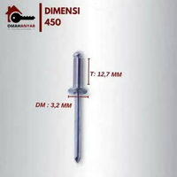Paku Rivet Riveti Blind 440 435 450 Paku Tembak 1 Kotak isi 1000pcs Paku Rivet 450