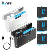 Probty 1850mAh Battery For GoPro Hero 11 10 9 3 Way LED Light Fast Charger Box TF Card Storage For GoPro Hero 11 10 Accessories