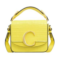 【Chloe’ 蔻依】品牌字母C LOGO拼接手提二用Mini包(黃)