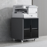 辦公櫥櫃 A3復印機櫃圓角打印機櫃簡約移動底座櫃文件櫃儲物櫃玻璃門矮櫃-快速出貨