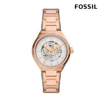 【FOSSIL 官方旗艦館】Eevie 個性鑽圈鏤空機械女錶 玫瑰金不鏽鋼鍊帶 手錶 36MM BQ3781(母親節)