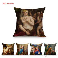 Neoclassic Italian Renaissance Titian Christian Bible Theme Painting Venus Home Decor Sofa Pillow Case Vintage Art Cushion Cover