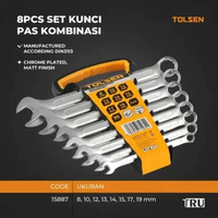 TOLSEN SET KUNCI RING PAS KOMBINASI 8PCS Combination Wrench DIN3113 8, 10, 12, 13, 14, 15, 17, 19 mm
