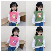 Sanrios Anime My Melody Kuromi Children Round Neck Sweater Cartoon Girls Autumn Pullover Tops Kawaii Casual Hoodies Kids Gift