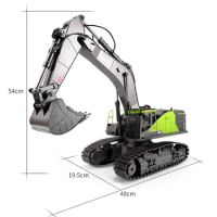 Amiqi Huina 1593 1:14 Mini Alloy Excavator New Remote Control Vehicle 22Ch Big Rc Truck Simulation Toys For Kid Gifts