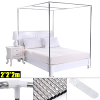 Metal Canopy Bed Frame King Size 4 Corner Bedding Canopy Frame Post Stainless