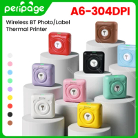304dpi A6 Peripage Portable Printer Mini Wireless Sticky Thermal Printer Phone Photo DIY Sticker Maker Self-Adhesive Paper Rolls