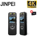 Jinpei JS-06B 4K微型攝影機，180度旋轉鏡頭，紅外線夜視，內置聚合鋰電池，黑色