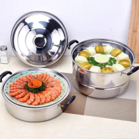Stainless Steel Steamer Household Multi-Layer Thickened Soup Pot Induction Cooker Multi-Functional Large Capacity Single Bottom