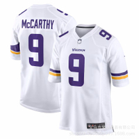 Berkualiti tinggi bersulam Jersey NFL Vikings Jefferson #18mccarthy # No.9 ungu putih bersulam ragbi