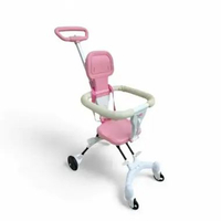 LB - Magic Stroller Bayi Murah Stroller Anak Kreta Bayi Dorong Roda 4 Baby Multi Fungsi PINK POLOS