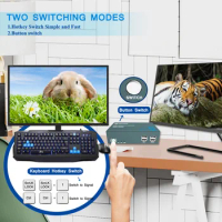 PWAY KVM Switch HDMI 4 In 2 Out Resolution Up To 4K@60Hz Hotkey Switch HDMI2.0 USB2.0 Keyboard And Mouse Printer Switch