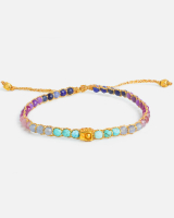 Release Angel No.999 Aura Bracelet Tali warna gold Kombinasi Tourquise,Lavender,Charoite,Pink Tourma