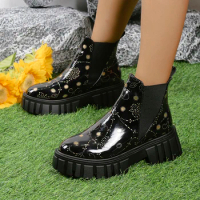 Winter 2023 New Fashion Women's Platform Ankle Rain Shoes Women's Waterproof Chelsea Boots Women's Work Fashion Boots