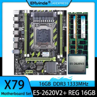 ENVINDA X79 Motherboard LGA2011 Combos E5-2620 V2 CPU 1 X 16GB DDR3 RAM 1333Mhz PC3 10600R REG ECC Memory X79 motherboard set