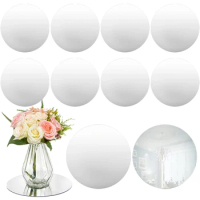 Round Mirror Tray Acrylic Table Centerpiece Candle Plate For Wedding Celebration Party Hotel Decorations Wall Sticker Supplies