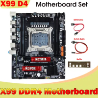 X99 Computer Motherboard +Baffle+SATA Cable+Switch Cable LGA2011-3 DDR4 Support 4X32G For 5820K 5960K E5-2678 V3 CPU