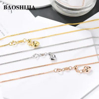 BAOSHIJIA Solid 18k Yellow/Rose/White Gold Necklace Adjustable Fashion Pendant Women Chain Jewelry