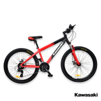 Kawasaki 26吋24速SHIMANO雙碟煞鋁合金避震登山車/紅色